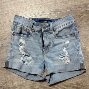 Aeropostale Faded Blue Ripped Jean Shorts